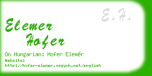 elemer hofer business card